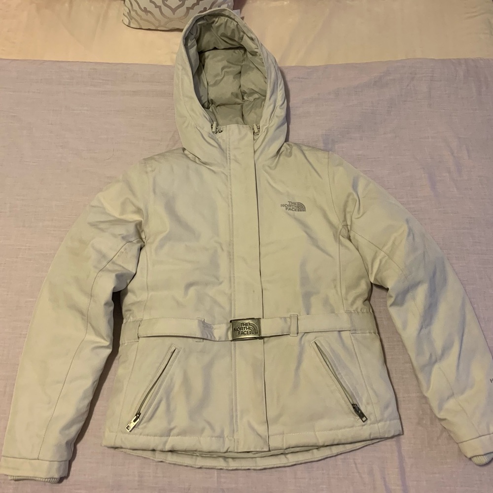 The North Face White Belted Down Jacket Women Size XS